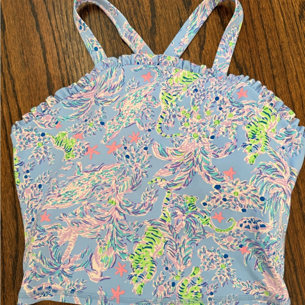 Lilly Pulitzer Light Blue Floral Print Tank Top